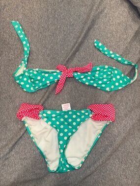 Xhilaration Teal and Pink Polka Dot Bikini